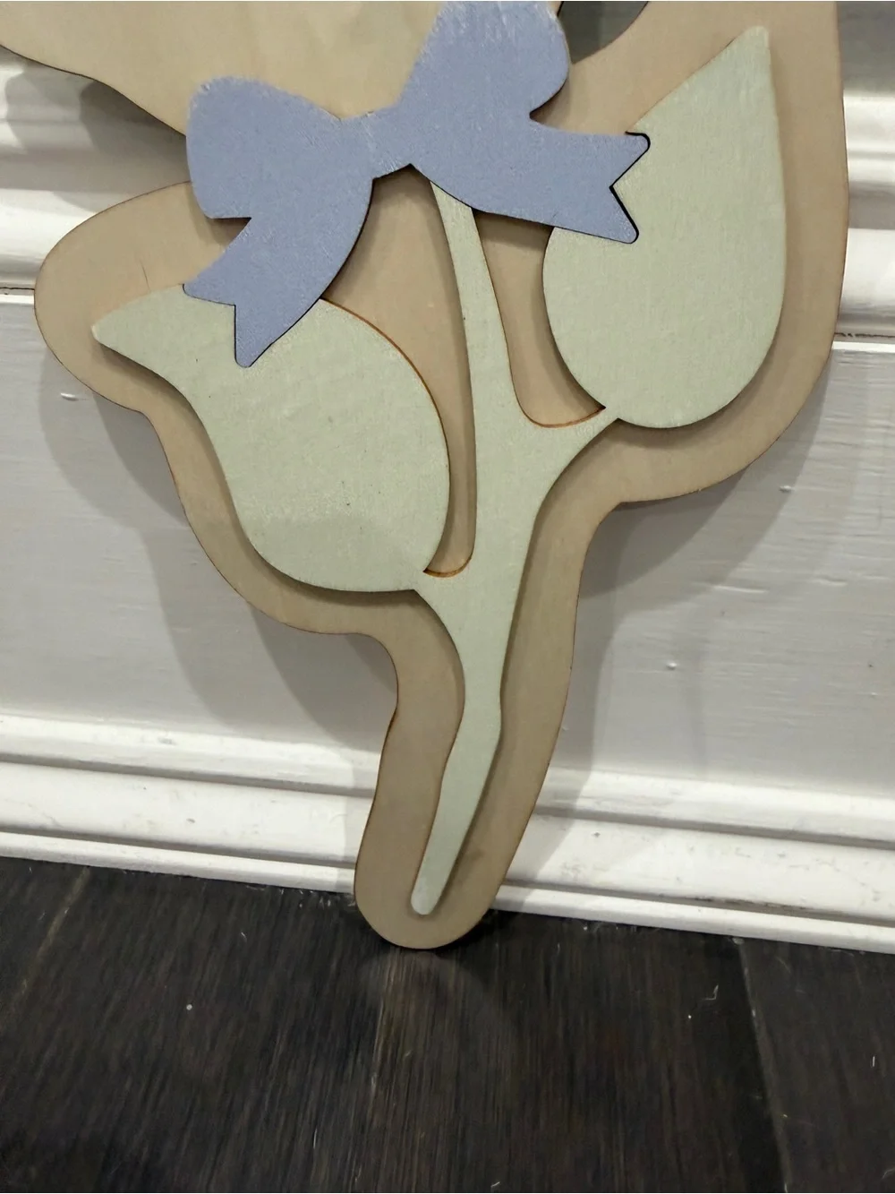 NWOT CUSTOM MADE 11” in Infant Toddler Handprint Wooden Flower Gift Keepsake